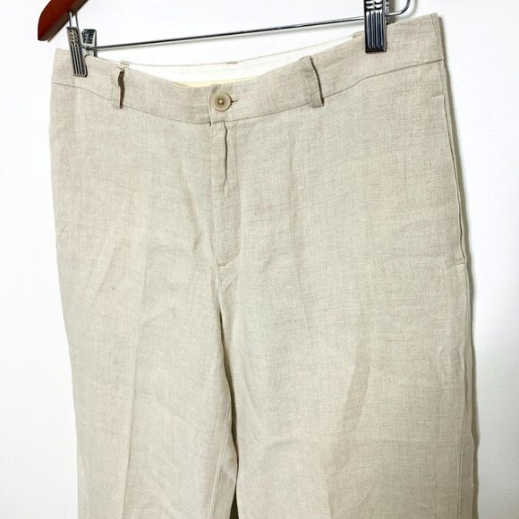 Gap Linen Khaki Wide Cropped Capri Pants Lightweight Breathable Sz 6 - Picture 5 of 6